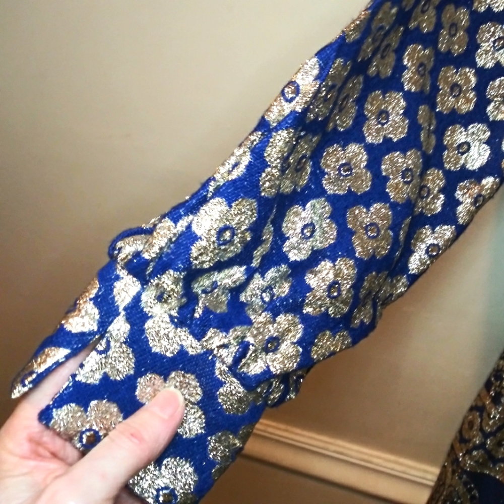 Vintage 1960's Bob Cunningham By Nellica Beitner Royal Blue & Gold Lame´ Gown - Picture 5 of 14